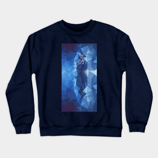 Geometric deer linear blue abstract style Crewneck Sweatshirt by robiman